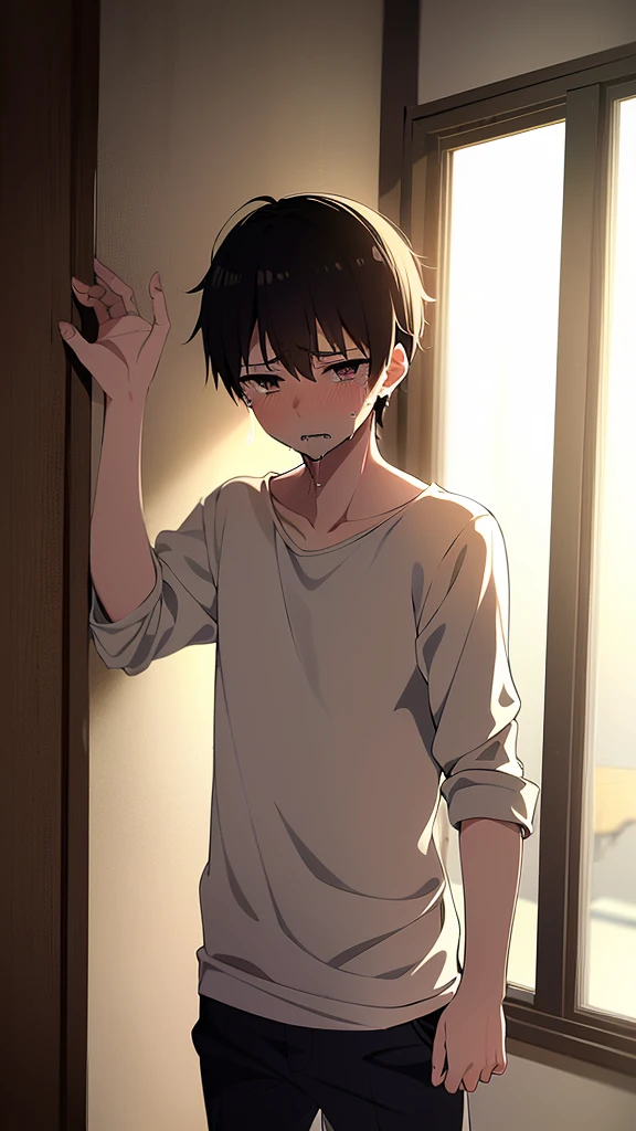 Japanese student style,,cool,,,A refreshing, athletic man,Still a virgin,,,boy,,,boys,,,Spiked Hair,charm,Slim figure,23 years old,,Tall,Everyday casual clothes,,,The male protagonist is,,With a confused look,,,,,Yeah.?why!?,,whyだ!?,,(Suddenly in the city),(オレはComplete castrationされた:1.3),(Complete castration:1.3),(I am a boy who has failed miserably in becoming an adult man.),,Super manly is slowly declining,,Castrated male,,,Male end,End of child-bearing period,,Sexual sensations rise,,Daytime,Smooth,Skin texture,Functional beauty,shine,,,Breeze,A speck of dust,Natural light,face,hand,eye,blush,(tears,,,Saliva,,,),,Accuracy,,Ultra correct,Biological,Excellent detailed anatomy,4K,8k,Highest quality,Male Focus,,Depth of written boundary,Character Portrait,Black Hair,Punctuality,God changed his body,He is the only one who is absurd.,