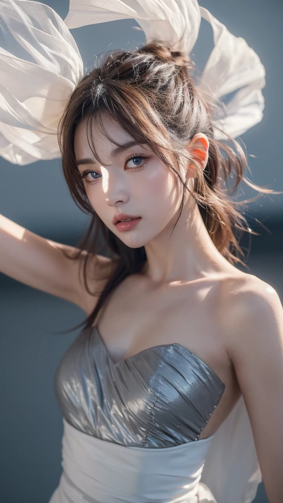 ((Best quality, 8k, Masterpiece :1.3)), upper bod y, Sharp focus: 1.2, Beautiful woman with perfe ct figure, Highly detailed facial and skin textur e, Detailed eyes, Double eyelids, Interior view, f erpect lighting, Glowing skin,