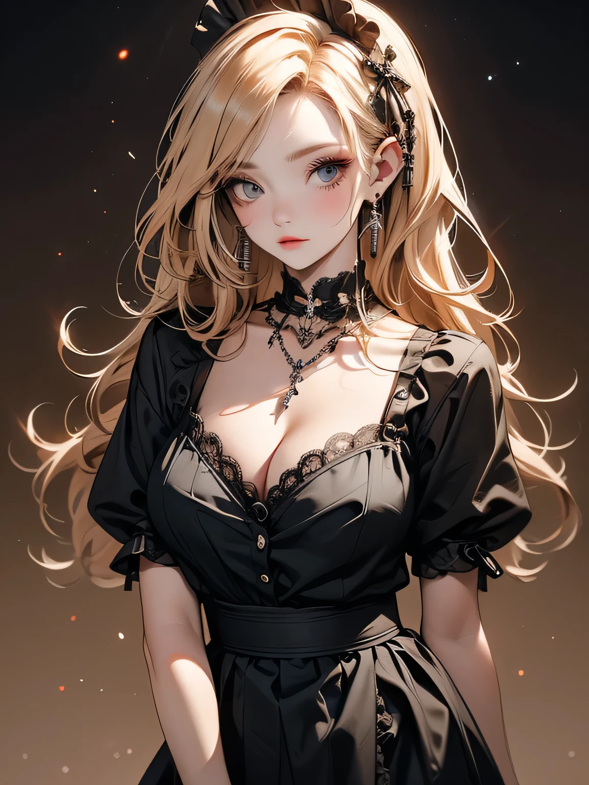 Girl in maid clothes (Gothic style) 、Golden body proportions、disheveled blonde hair , (Highly detailed CG Unity 8k wallpaper) ,Medium breast,skirt、(Very delicate and beautiful face), (Beautiful eyes in every detail),Red-faced and shy,The most beautiful body art, Atey Gailan, Painting by Jeremy Professional Gorgeous Man, Greg Mantis, Antonio Moro, Art Station Trends, CGSOC IETY Trends, Complex, Tall detailed, Accurate, Dramatic realism art, CG, 3d, 8k 4k