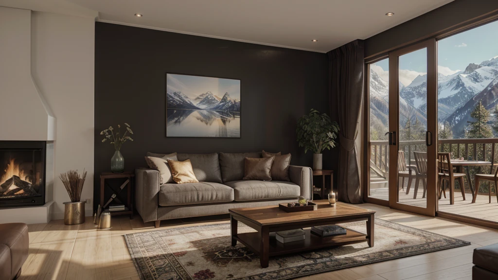 Arav style living room,Spacious living room,Features a sofa and table,With fireplace,Small candles,Floor-to-ceiling windows,Panoramic view,reality、lifelike、You can enjoy the ultra-delicate natural snow mountain scenery,Clean lines,Creative atmosphere、romantic,使用Unreal Engine 5 Rendering,使用Unreal Engine 5 Rendering,Rendering with Unreal Engine 6,详细的Unreal Engine 5 Rendering,Unreal Engine 5 is highly rendered,Unreal Engine 5 Rendering,Rendering with Lumion,Created with Unreal Engine 5,Render with Lumion Pro,虚幻引擎lifelike渲染(Best quality,4K,8k,high resolution)