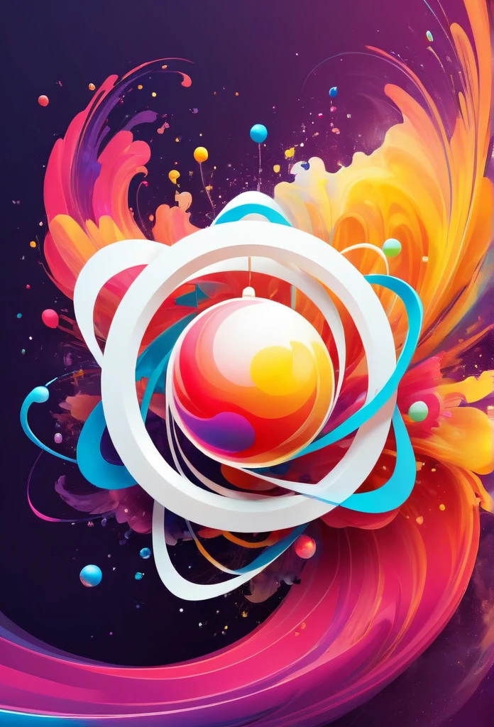 Stylish logo design of Atom

 atmosphere atmosphere, atmosphere (surrounding the earth),
 the air (as in a particular place),
 atmosphere
 an atmosphere, mood, or mood created by a work of art
 The atmosphere, the air.
 indispensable thing

 atom=atom is the smallest unit of an element (substance) that cannot be divided by chemical means.

 Design close-up with numbers on it, performance art, octane 8, white, adbi illustrator art, cinema 4d colorful rendering, official art, colorful vector art, archnair, colorful digital art , official illustration , colorful swirl paint , promotional art , performance trend hd