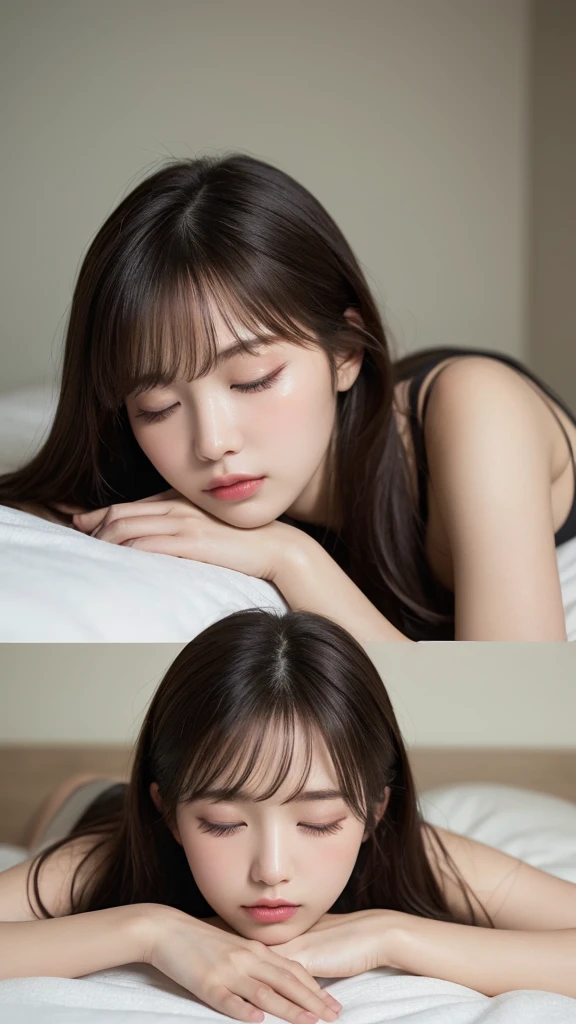 Highest quality, Very detailed, finely, High resolution, 8k wallpaper, Perfect dynamic composition, Beautiful and exquisite,ランダムなcute髪,,Natural color lip,20-year-old girl、cute、Perfect and beautiful face,Slim face and figure,Big eyes、Gal Makeup,Small face,Elegant feminine face、Randomly change the shooting angle and position、Top to bottom々Shoot from the right angle and direction、Sexy Face、pink bra and pantie,sleep. Lying on your back. Close your eyes. Perfect and beautiful legs,sleep. Lying on your back. Close your eyes. sleep. Lying on your back. Close your eyes. sleep. Lying on your back. Close your eyes. sleep. Lying on your back. Close your eyes. sleep. Lying on your back. Close your eyes. On the bed
