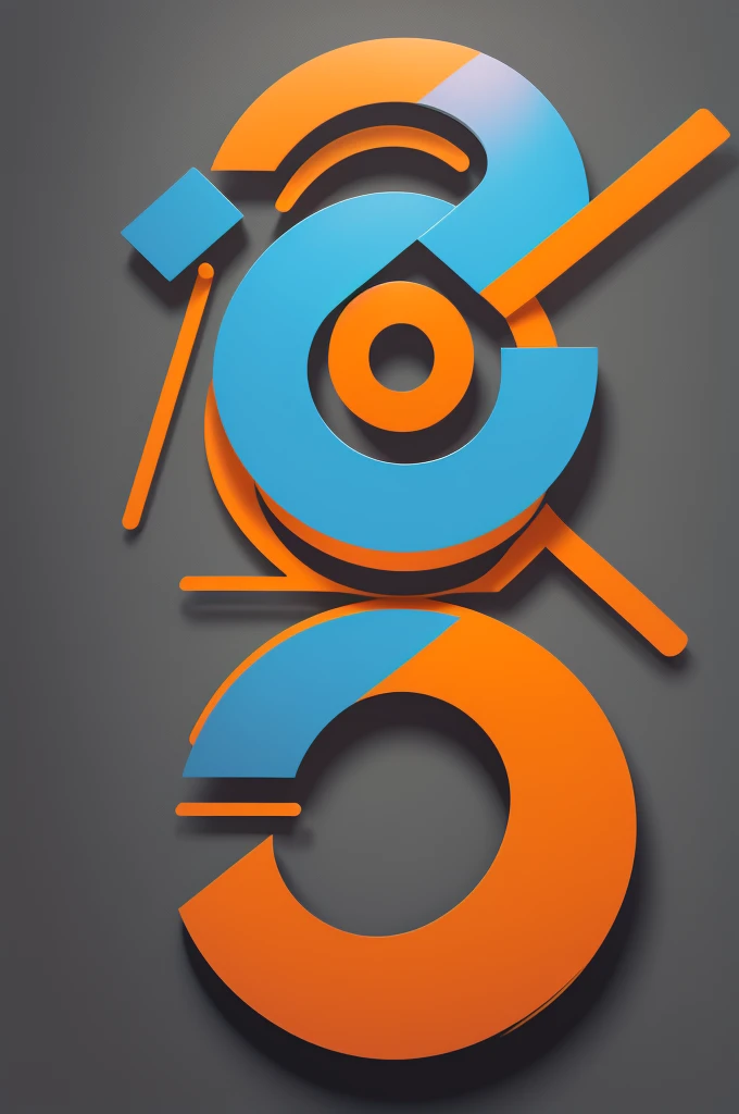 a mascot for a company in the shape of a letter "in" with metallic gradient with orange outline