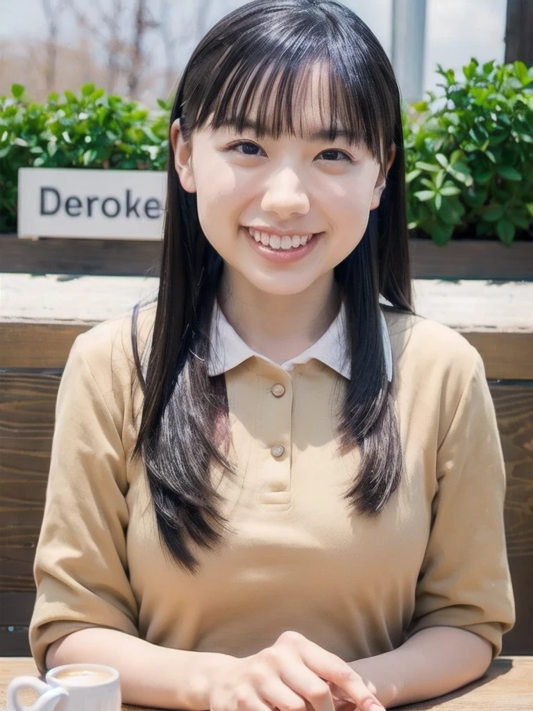 Very cute and beautiful girl sitting on a chair in a roadside cafeteria,(Very detailed美しい顔),
(smile:1.2),Happy,(Bolero Uniform) Blake Hair Accessory,Black Hair,
A cup of coffee,(Sweet cream pancakes on the table),people々,Depth of written boundary,window,wood々and the city,
(Highest quality,masterpiece),Absurd,High resolution,Very detailed,Very detailed,32K,8k resolution,
Intricate details,Movie Scenes,Detailed Background,一peopleで,Dynamic Angle,