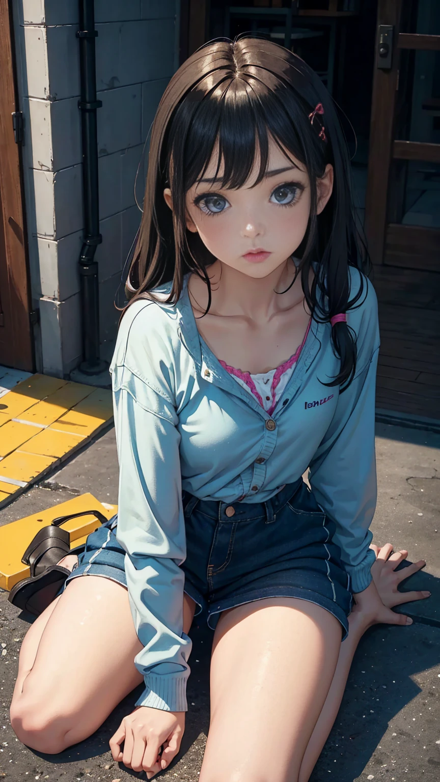 Girl seen from the floor, It's okay to wear a skirt, View from below, I can see your pants, Medium chest, ((Very detailed)), (Perfectly detailed face), (Extremely elaborate hands), Photorealistic images,White panties,Under the skirt,lace panties on huge penis