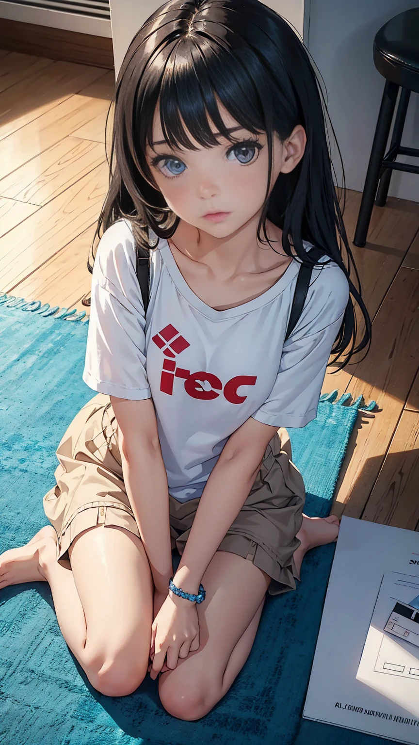 Girl seen from the floor, It's okay to wear a skirt, View from below, I can see your pants, Medium chest, ((Very detailed)), (Perfectly detailed face), (Extremely elaborate hands), Photorealistic images,White panties,Under the skirt,lace panties on huge penis