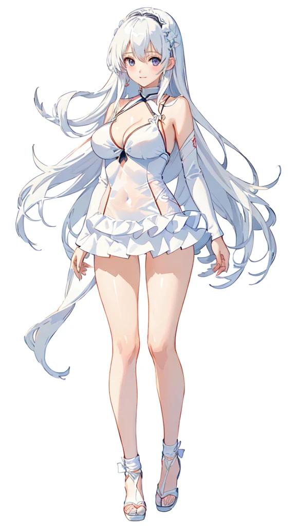 anime girl in white bikini and white shirt with long hair, anime full body illustration, anime woman fullbody art, seductive anime girl, full body!!, full body illustration, in white clothes, full body picture, beautiful alluring anime woman, by Kentaro Miura, realistic bikini, female anime character, makoto shinka, is wearing a swimsuit