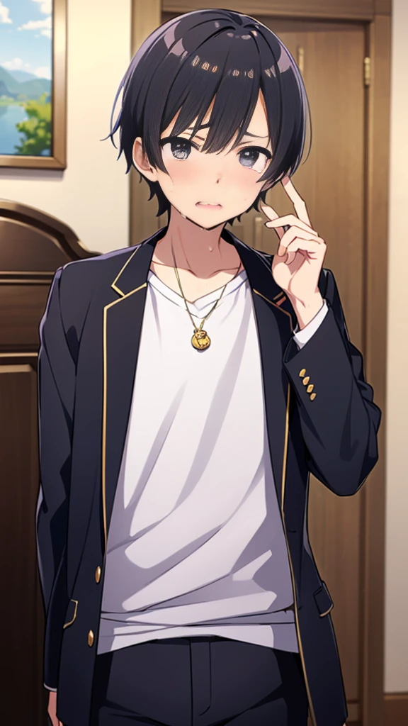 Japanese student style,,cool,,,A refreshing, athletic man,Still a virgin,,,boy,,,boys,,,Spiked Hair,charm,Slim figure,23 years old,,Tall,Everyday casual clothes,,,The male protagonist is,,With a confused look,,,,,Yeah.?why!?,,whyだ!?,,(突然街中でオレはComplete castrationされた:1.3),(Complete castration:1.3),(I am a man who has failed miserably in becoming an adult man.),,Super manly is slowly declining,,Castrated male,,,Male end,End of child-bearing period,,Sexual sensations rise,,Daytime,Smooth,Skin texture,Functional beauty,shine,,,Breeze,A speck of dust,Natural light,face,hand,eye,blush,(tears,,,Saliva,,,),,Accuracy,,Ultra correct,Biological,Excellent detailed anatomy,4K,8k,Highest quality,Male Focus,,Depth of written boundary,Character Portrait,Black Hair,Punctuality,God changed his body,He is the only one who is absurd.,