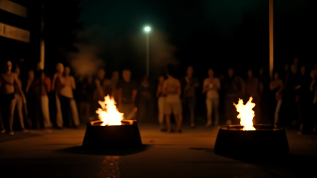 street. Juana , orange, red, Bonfire, 4K, Illuminated, streetarry Night, street. Juana Brazilian people dancing, sound, sound楽グループ