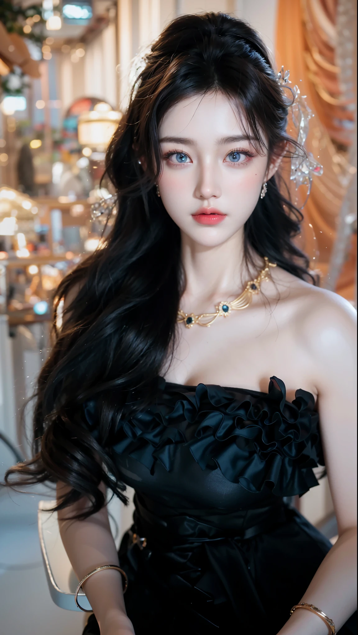 Game Art,Best image quality,Maximum resolution,8K,(A bust photo),(portrait),(Head close-up),(Rule of Thirds),Unreal Engine 5 rendering works,20 year old girl,((Queen)),The eyes are very detailed,(Large Breasts),Elegant and noble,light,Ray Tracing,Game CG,((3D Unreal Engine)),OC rendering reflection mode,4K,Ultra-clear,Sensual,Translucent lace,Fair and plump figure,Pretty Face,Glossy Gel Coat,身着华贵礼服的Queen,Crystal Gem Crown,Necklace jewelry,blue eyes,The tattoo is very three-dimensional,Gorgeous and intricate tattoo designs,Ultra-clear portrait,Sexy thick lips(Red lipstick),Gorgeous clothing,
