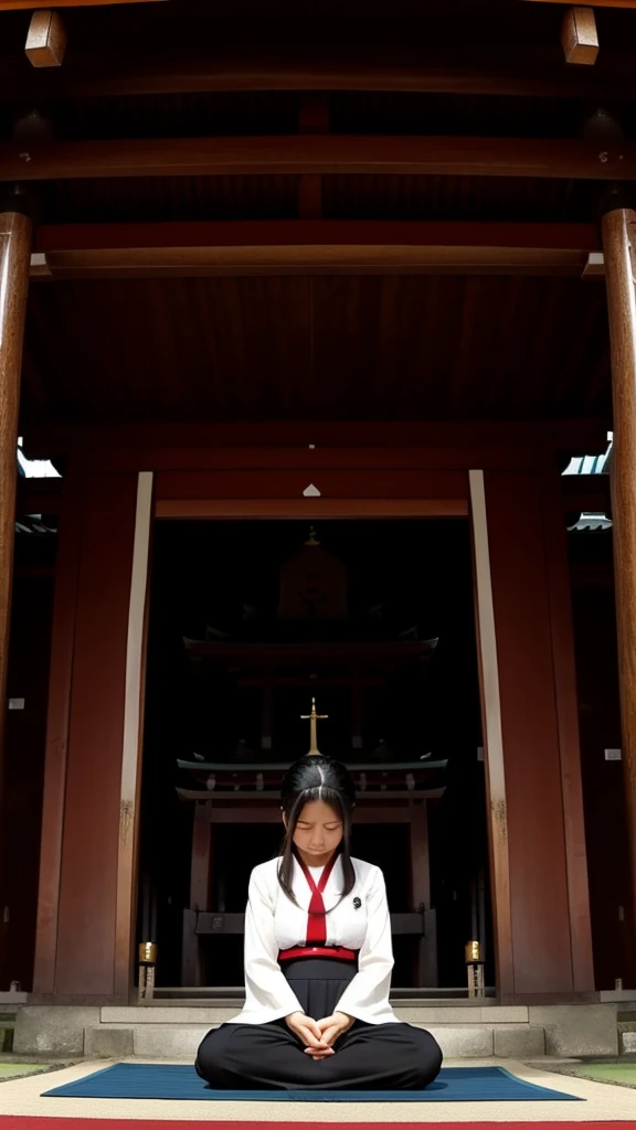 A person who follows proper etiquette and prays in front of a shrine&#39;s worship hall々Appearance