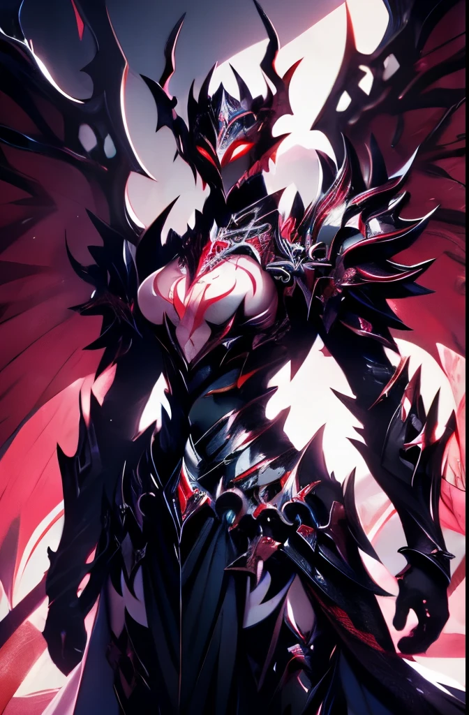 Female demon with large black armor wings