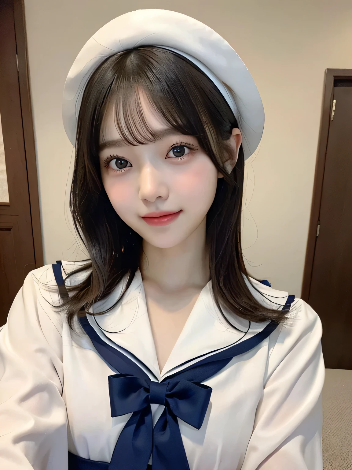 2 people、Super cute、11 years old、Full body photo、slender、Japanese women、White drool coming out of the mouth、smile、Short Bob Cut、Fair skin、very cute、Soft and good looking、8k resolution、Surreal、Ultra-high resolution、A cup small breasts（（Highest Resolution、、masterpiece：1.3））、Extremely thin face、Ultra-thin lips、Beautiful Eyes、double eyelid、Sailor suit、Thighs、thin、Thighsが見える、Shapely small breasts、smile、