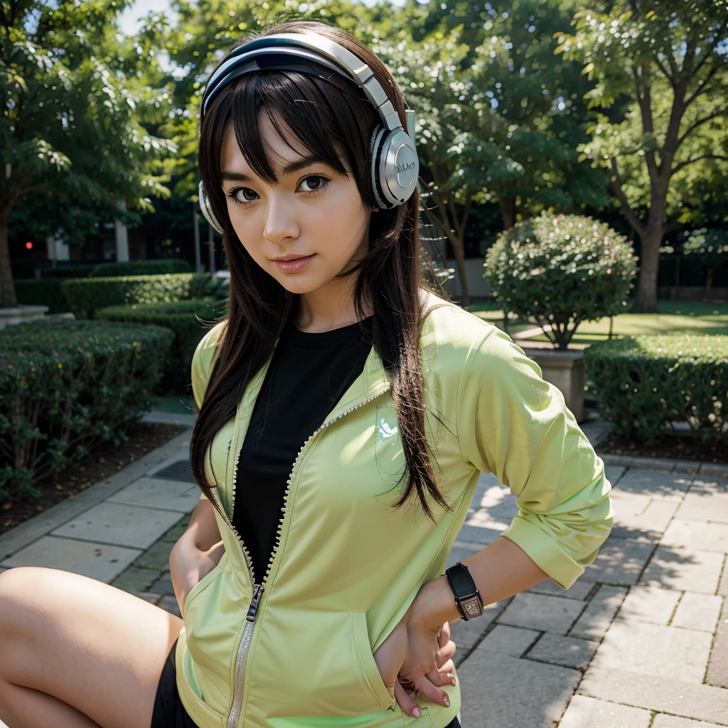 Anime pokémon trainer with headphones
