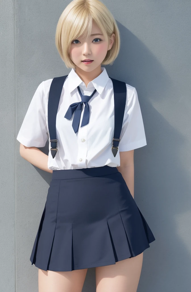 Complete Anatomy　Absolute area　Panty shot　Miniskirt　Blonde　short hair　Loriコン　Lori　high school girl　cute　Small valley　Shyness　The expression you don&#39;t want to see　Spread your legs　Obedience