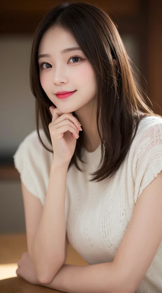 Tabletop, Highest quality, shape, Very detailed, finely, High resolution, 8k wallpaper, 完璧なダイナミックな構shape, Beautiful and detailed,ランダムなcute髪,,Natural color lip, Bold sexy pose,smile、20-year-old girl、cute、Looking into the camera,Always blur the background,Perfect and beautiful face,Slim face and figure,Big eyes、Putting on gal makeup,Small face,Shooting from below、smile,Blurred Background,Elegant feminine face、Cyberpunk Fashion、smile、Real Photo、Raw photo、Real human skin,finely描かれた肌:1,4、Normal anatomy