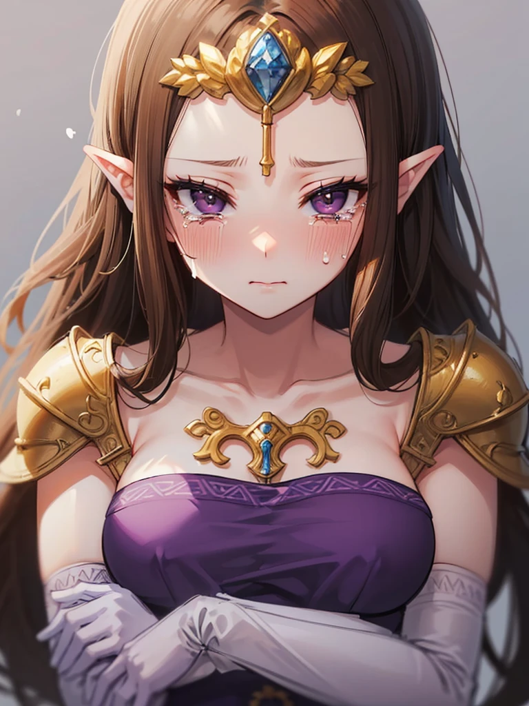 ((endure severe pain)),((Very detailed and beautiful face)),((Please show me your armpits)),((Face close-up)),((((Exposed breasts)))),(((They hesitate)),((Exposed shoulders)),((((Upper Body)))),((Are crying)),,((alone))Anime art style,masterpiece,(Highest quality), (Very detailedな),(Very delicate and beautiful),(alone),(Detailed face ),(((片close ~ eye))),(((((Mature Woman,Queen))))),((Very beautiful portrait)),((crinoline)),,((Straight Long Hair),((close ~ eye)),((close your mouth)),((Obscene)),(((Purple Blouse))),((Embarrassed expression)),((Dark brown hair)),blush,Princess Zelda, ((Highest quality)), (Very detailed), ,(((constrained))),beauty,beautiful,Princess Zelda, Ticker,)), ((vapor)),Nintendo, The Legend of Zelda,さらにblush