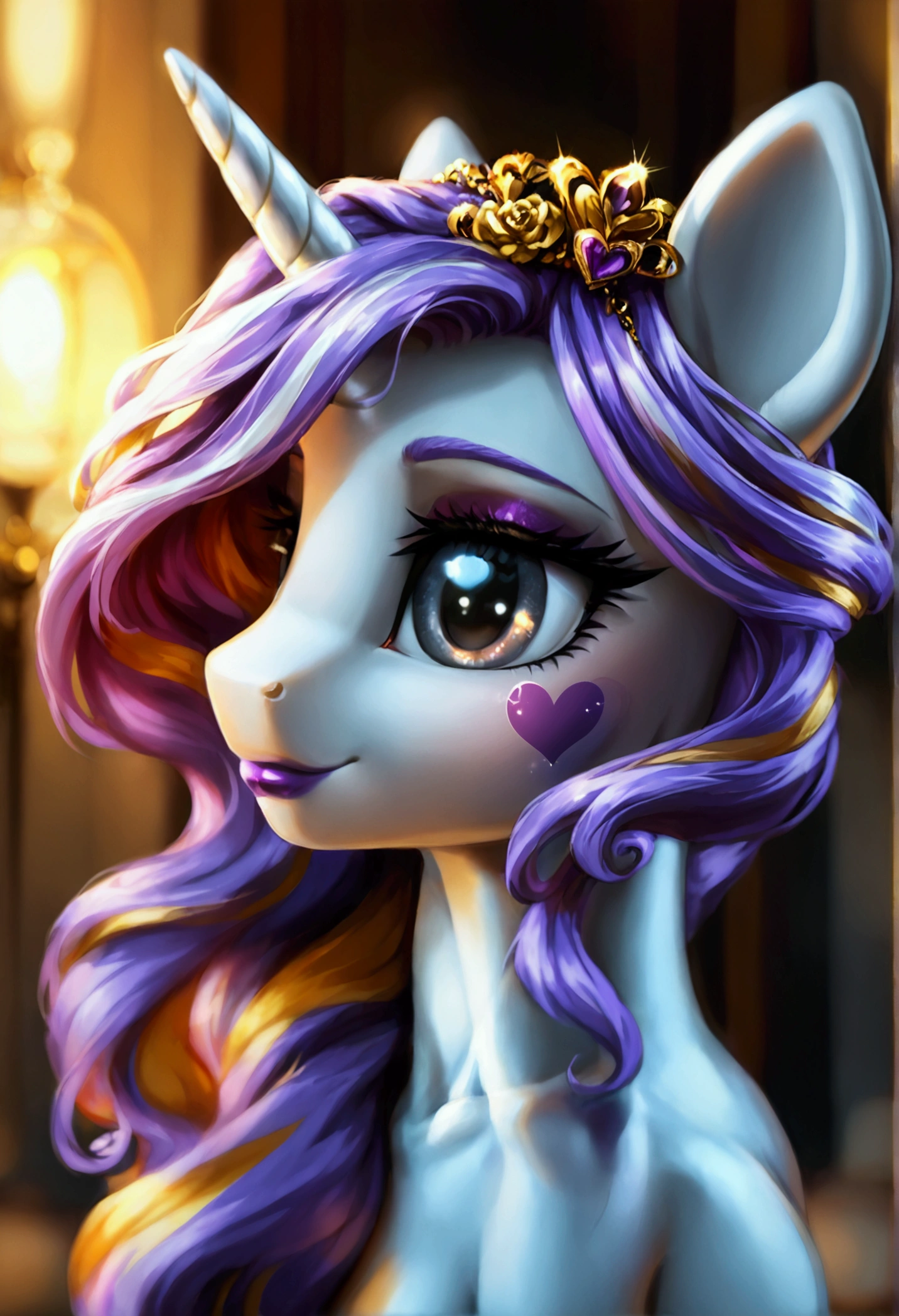 My little pony, (anthro), ((uniform)), ((two-tone hair with black on top and white underneath)), pale white body, gray eyes, medium breasts, purple lips, perfect lines, heart cutie mark, seductive pose