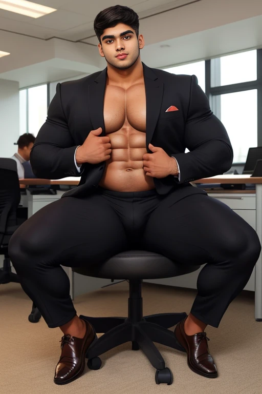 4 meter tall slightly overweight indian men. 20 years old. Childish Young hairless fresh face. In london with friend. Very sexy Posing for camera. Muscular. Wearing a tight blue office suit. Big . Smooth body and face. Belly seen. Long long legs. View from the back.