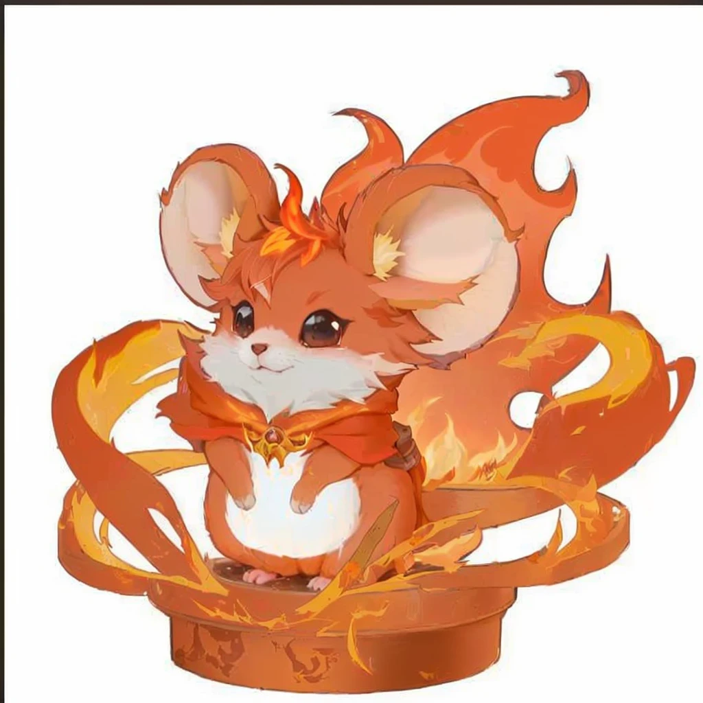 A cartoon mouse with a flaming tail sits in a pot, MapleStory Mouse, Fire Type, Blazing Hellfire, Appears as a fire goddess, Nine Tails, Red Cliff, Cute mouse Pokémon, The fox holds the torch, fox from league of legends Red Cliff, hot, Maple Story Character Art, sun wukong, Melting into Vulpix, cute Red Cliff rat wizard