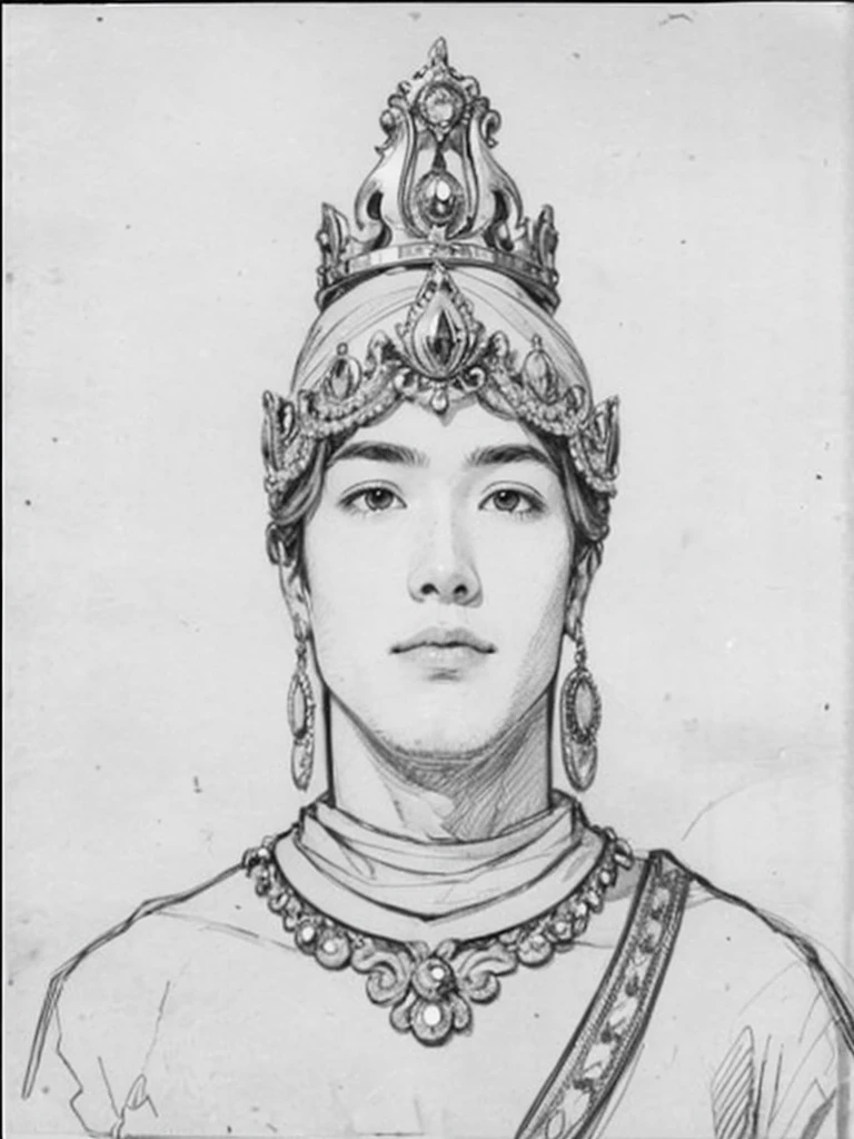 Create the picture realistically. The brown skin of the golden-colored crown and the golden-colored shirt