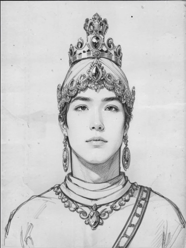 Create the picture realistically. The brown skin of the golden-colored crown and the golden-colored shirt