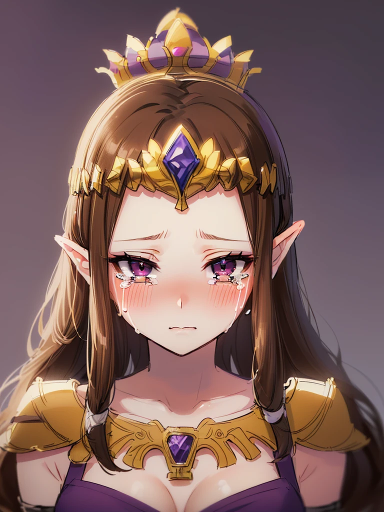 ((endure severe pain)),((Very detailed and beautiful face)),((Please show me both sides)),((Face close-up)),((((Exposed breasts)))),(((They hesitate)),((Exposed shoulders)),((((Upper Body)))),((Are crying)),,((alone))Anime art style,masterpiece,(Highest quality), (Very detailedな),(Very delicate and beautiful),(alone),(Detailed face ),(((片close ~ eye))),(((((Mature Woman,Queen))))),((Very beautiful portrait)),((crinoline)),,((Straight Long Hair),((close ~ eye)),((close your mouth)),((Obscene)),(((Purple Blouse))),((Embarrassed expression)),((Dark brown hair)),blush,Princess Zelda, ((Highest quality)), (Very detailed), ,(((constrained))),beauty,beautiful,Princess Zelda, Ticker,)), ((vapor)),Nintendo, The Legend of Zelda,さらにblush
