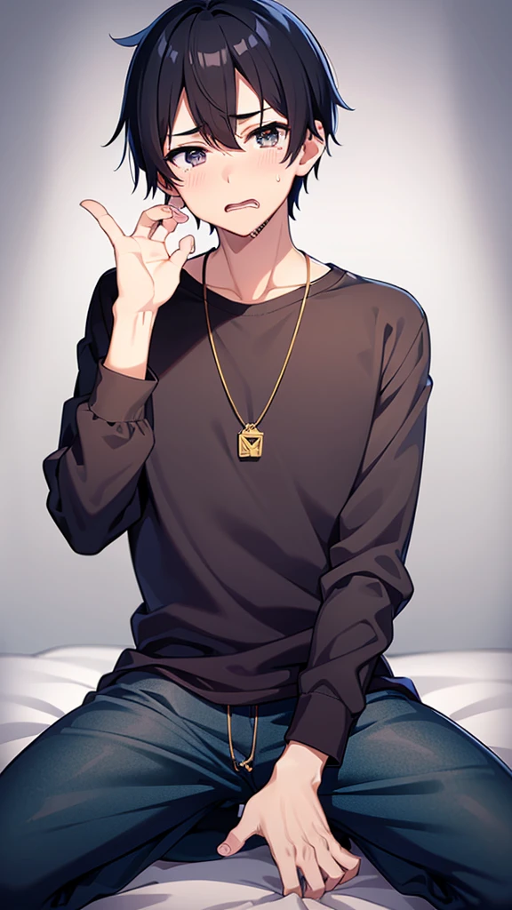 Japanese student style,,cool,,,A refreshing, athletic man,Still a virgin,,,boy,,,boys,,,Spiked Hair,charm,Slim figure,23 years old,,Tall,Everyday casual clothes,,,The male protagonist is,,With a confused look,,,,,Yeah.?why!?,,whyだ!?,,(街中でオレはComplete castrationされた:1.3),(Complete castration:1.3),(I am a man who has failed miserably in becoming an adult man.),,Super manly is slowly declining,,Castrated male,,,Male end,,Sexual sensations rise,,Daytime,Smooth,Skin texture,Functional beauty,shine,,,Breeze,A speck of dust,Natural light,face,hand,eye,blush,tears,,,Saliva,,,Accuracy,,Ultra correct,Biological,Excellent detailed anatomy,4K,8k,Highest quality,Male Focus,,Depth of written boundary,Character Portrait,Black Hair,Punctuality,God is changing his body,He is the only one who is absurd.,Breaking off an engagement,