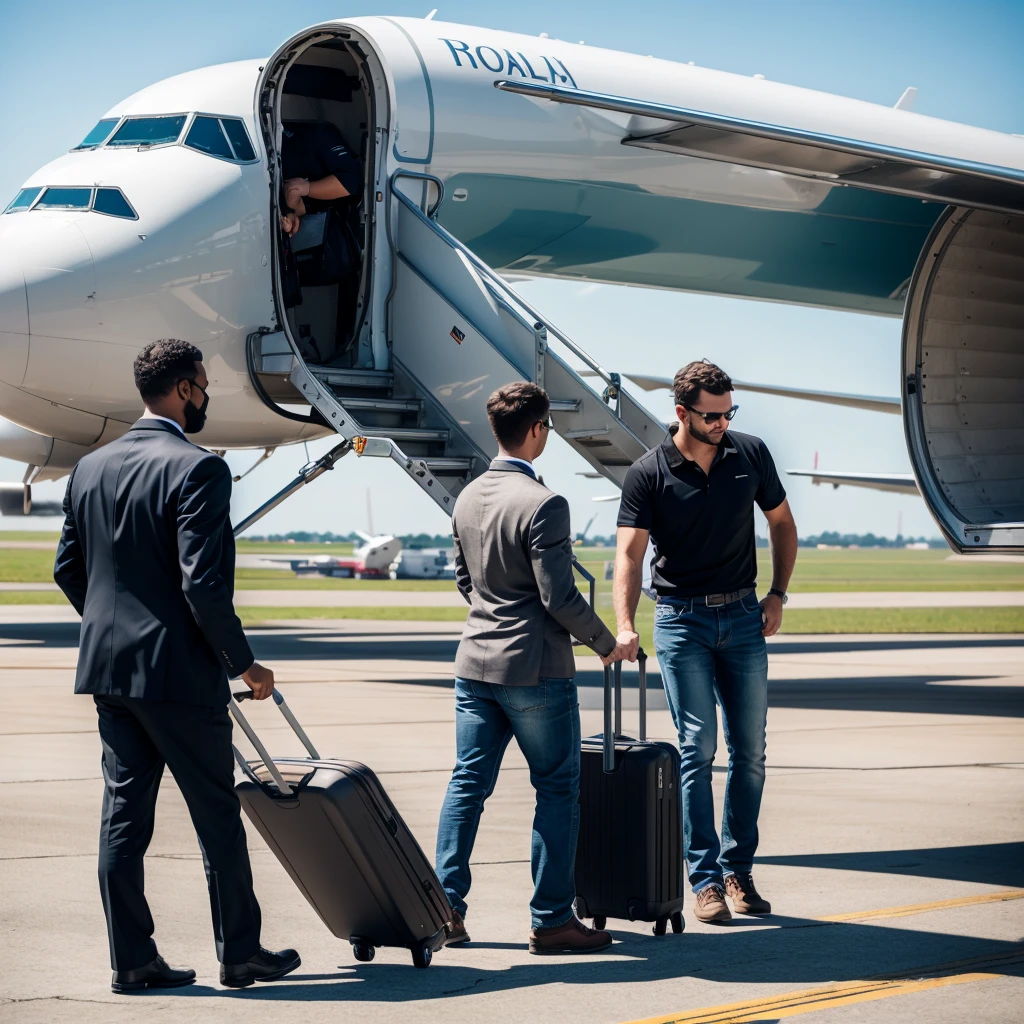 Man boarding plane with luggage