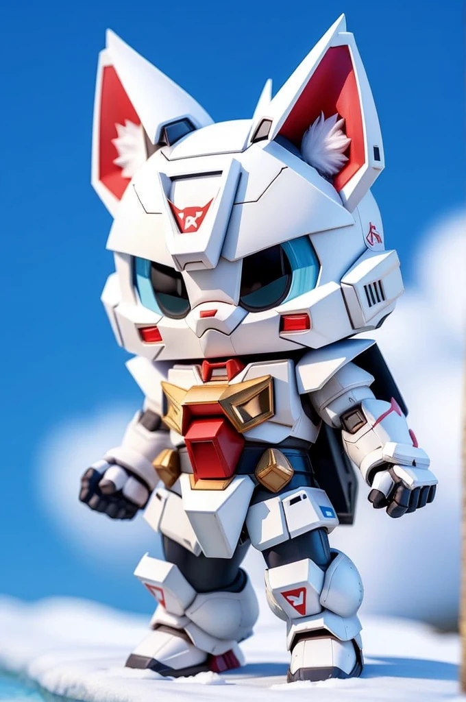1 super cute kitten wearing origami Gundam armor,fur