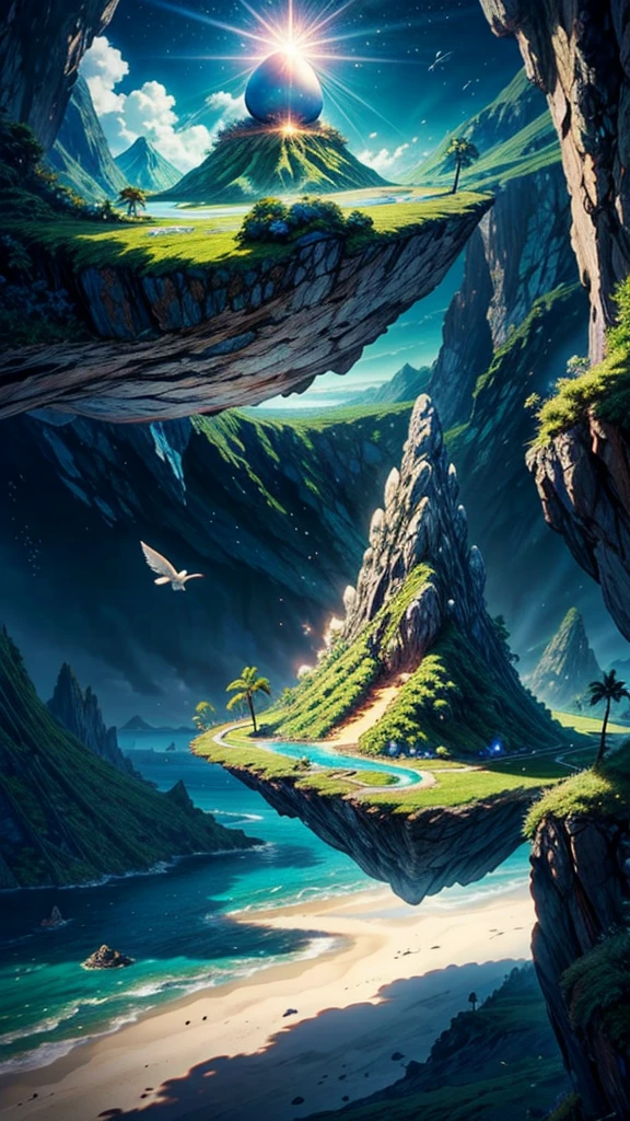 Islands in the sea,Fairy tale world,There is a dinosaur egg on the volcano,Neverland,Flying Dragon