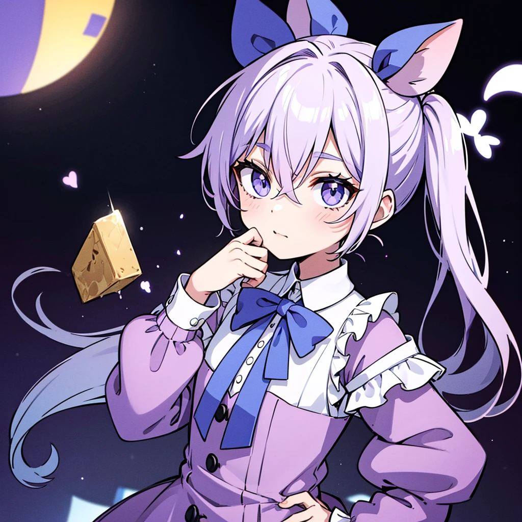 cheveux violets ciel est court, style à le personnage Crunchyroll, avec fond blanc