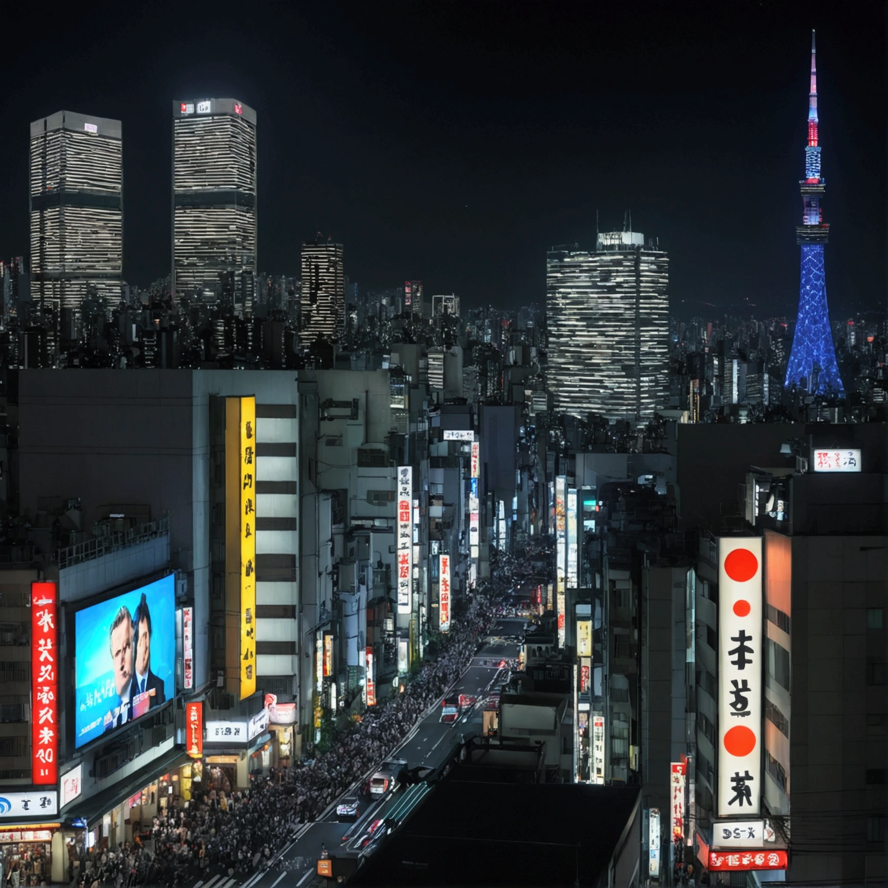 Tokyo city at night、Christopher Nolan Style、Drama and lifesaving、Dynamic, dark and scary atmosphere、Dramatic Light、Very detailed、Full of hidden details、Hyperrealistic、uhd画像、realism、カラフルなrealism、uhd、8k、Full body image、Long tail、