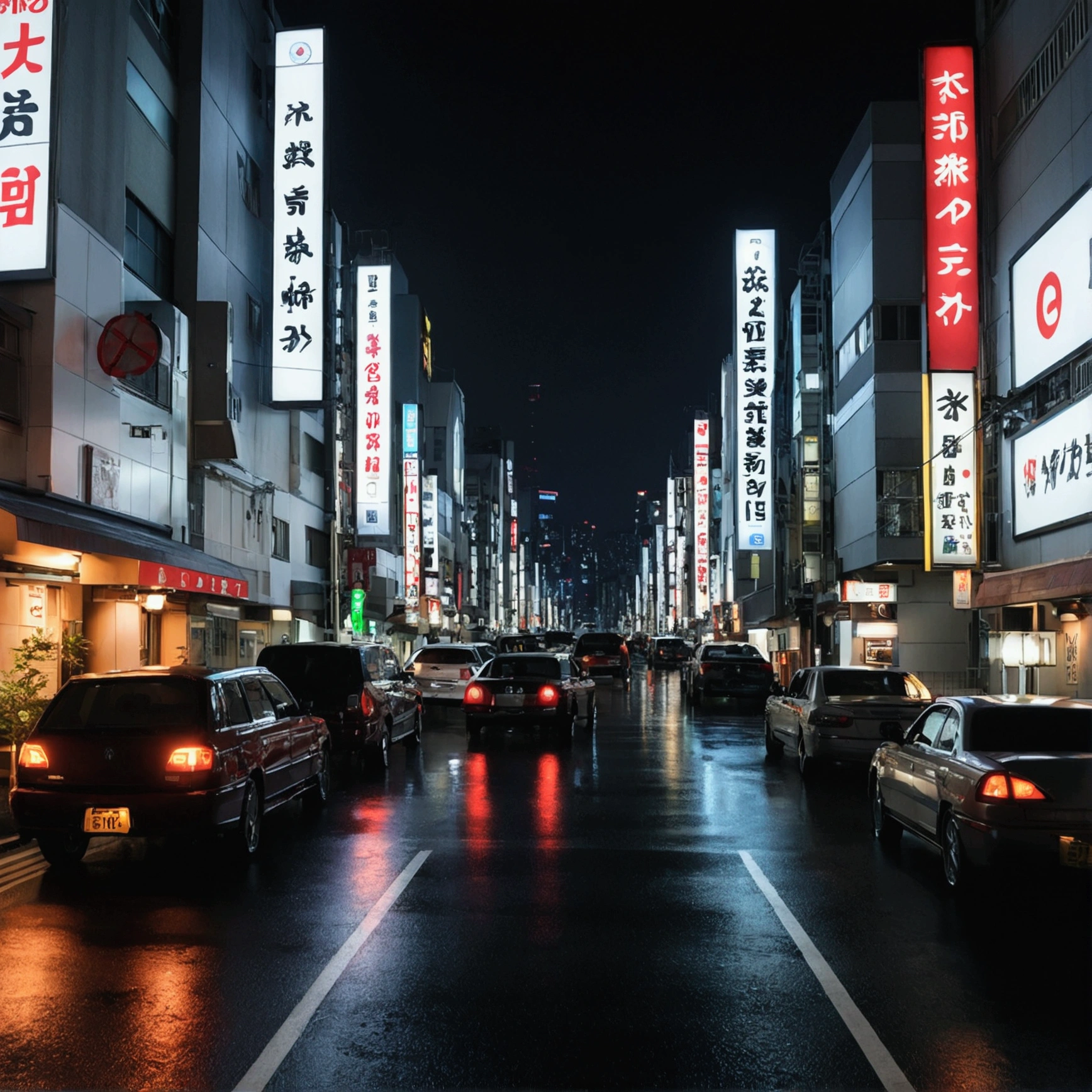 Tokyo city at night、Christopher Nolan Style、Drama and lifesaving、Dynamic, dark and scary atmosphere、Dramatic Light、Very detailed、Full of hidden details、Hyperrealistic、uhd画像、realism、カラフルなrealism、uhd、8k、Full body image、Long tail、