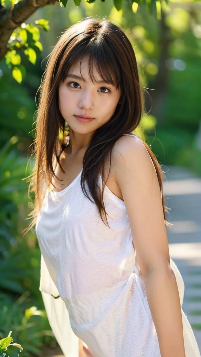 20 year old cute Japan woman, ((Extremely precise and accurate anatomy:1.0)), (photo Realistic:1.4), (hyper Realistic:1.4), (最高品質のRealisticな肌の質感:1.4), (Improvement of quality:1.4), (Enhances the beauty of skin texture:1.1), Clean and glowing skin, mesh, thin:1.2, (Realistic:1.3), Realisticなライティング, (Smoother lighting:1.05), (Improving the quality of cinema lighting:0.9), Backlight, A gentle light shining on your face, Ray Tracing, (Bright light:1.2), 32K, One Japanese woman, fine grain, Detailed face, (Film Grain:1.1), (Natural smile:0), (Accentuates body lines:1.1), High resolution, Natural look, Kind eyes, Improves hair quality, Delicate light and shadow, Transparent muscle, Graceful pose, Beautiful Eyes, Sharp details, Soft light reflection, Beautiful contours, Delicate skin tone, Fine hair texture, Natural background, Natural everyday poses, Roller Style