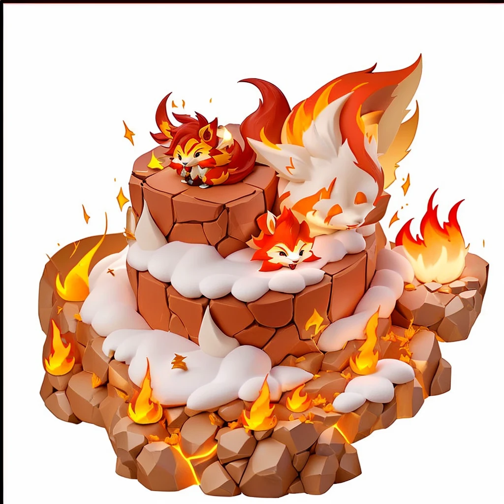 A cartoon mouse with a flaming tail sits in a pot, MapleStory Mouse, Fire Type, Blazing Hellfire, Appears as a fire goddess, Nine Tails, Red Cliff, Cute mouse Pokémon, The fox holds the torch, fox from league of legends Red Cliff, hot, Maple Story Character Art, sun wukong, Melting into Vulpix, cute Red Cliff rat wizard