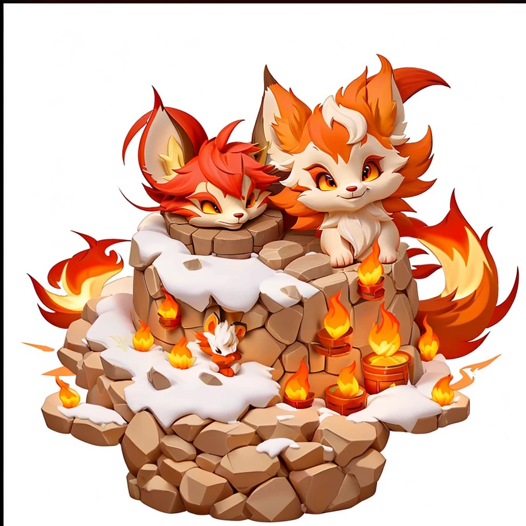 A cartoon mouse with a flaming tail sits in a pot, MapleStory Mouse, Fire Type, Blazing Hellfire, Appears as a fire goddess, Nine Tails, Red Cliff, Cute mouse Pokémon, The fox holds the torch, fox from league of legends Red Cliff, hot, Maple Story Character Art, sun wukong, Melting into Vulpix, cute Red Cliff rat wizard