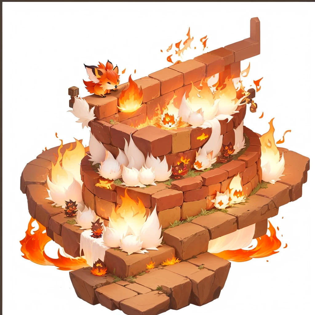 A cartoon mouse with a flaming tail sits in a pot, MapleStory Mouse, Fire Type, Blazing Hellfire, Appears as a fire goddess, Nine Tails, Red Cliff, Cute mouse Pokémon, The fox holds the torch, fox from league of legends Red Cliff, hot, Maple Story Character Art, sun wukong, Melting into Vulpix, cute Red Cliff rat wizard