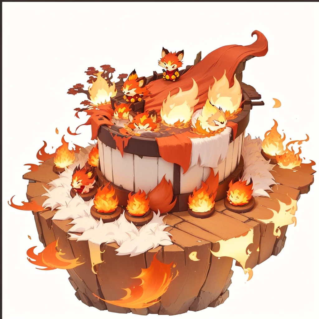 A cartoon mouse with a flaming tail sits in a pot, MapleStory Mouse, Fire Type, Blazing Hellfire, Appears as a fire goddess, Nine Tails, Red Cliff, Cute mouse Pokémon, The fox holds the torch, fox from league of legends Red Cliff, hot, Maple Story Character Art, sun wukong, Melting into Vulpix, cute Red Cliff rat wizard