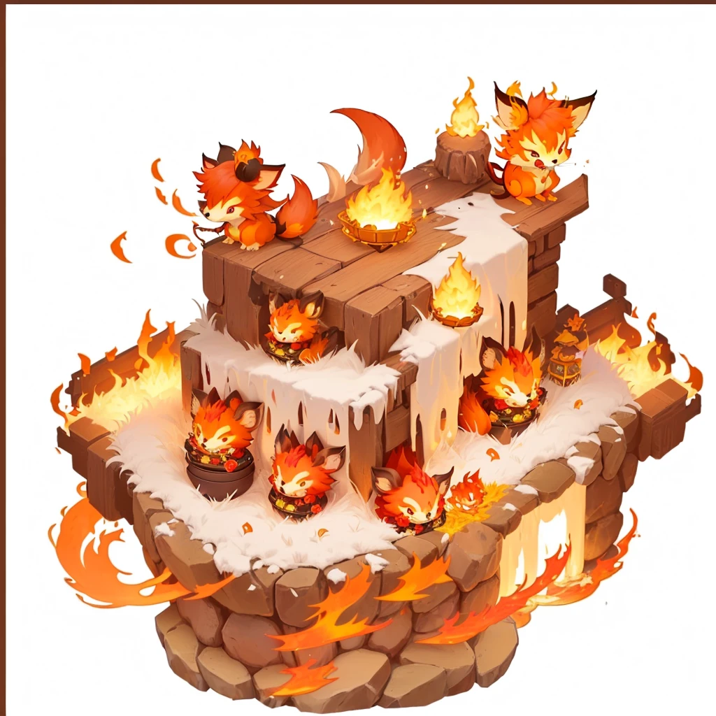 A cartoon mouse with a flaming tail sits in a pot, MapleStory Mouse, Fire Type, Blazing Hellfire, Appears as a fire goddess, Nine Tails, Red Cliff, Cute mouse Pokémon, The fox holds the torch, fox from league of legends Red Cliff, hot, Maple Story Character Art, sun wukong, Melting into Vulpix, cute Red Cliff rat wizard