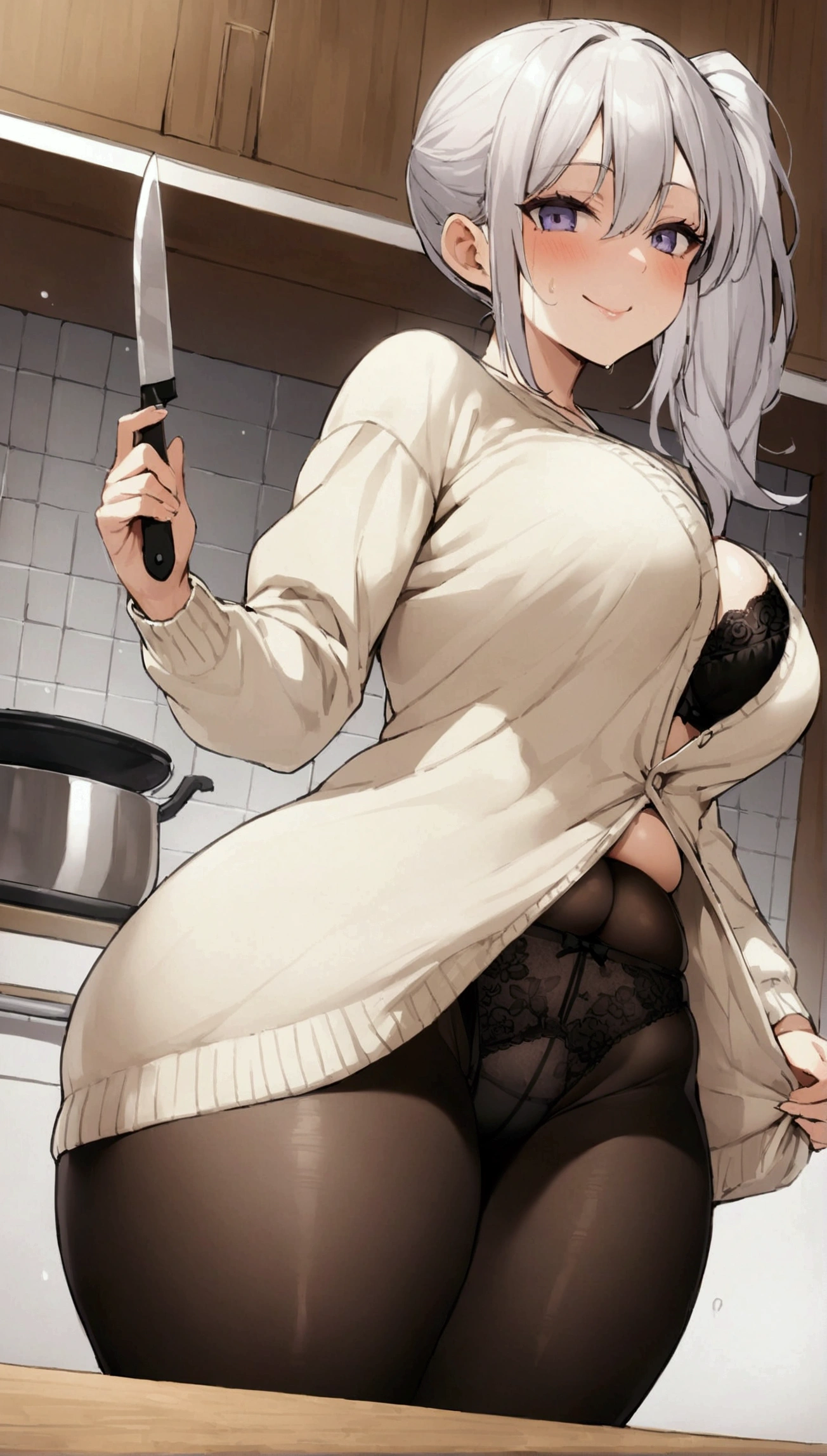 Mature grandmother in lingerie in kitchen having sex with neighbor's son , largest haunches ever, insanely inflated hips, really large bosum, very large bosum, large, thick, large thighs, thick thigs, thicc,full body, voluptuous figure,ass focus , chandelier hanging from ceiling