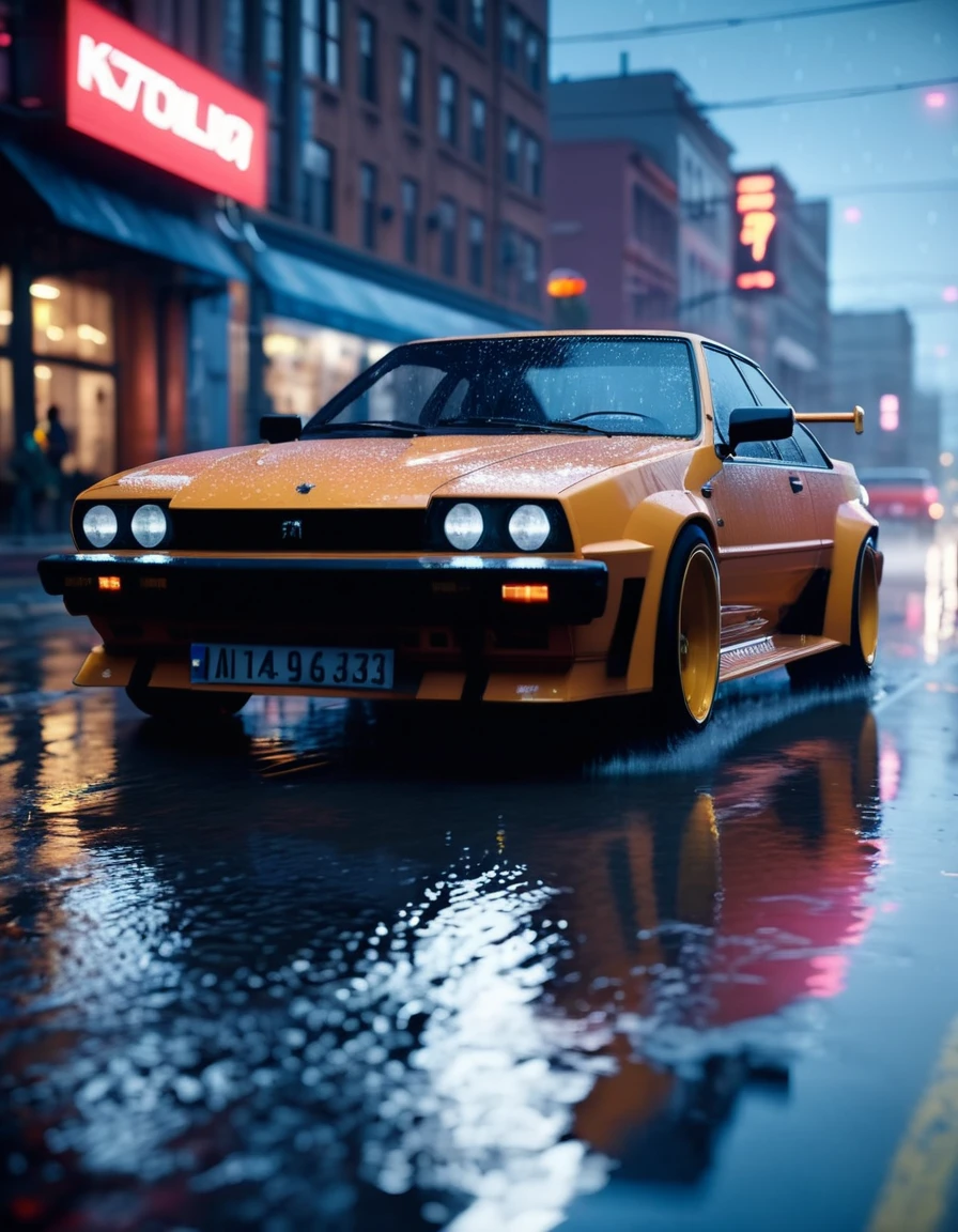 (Masterpiece, cinematic film still: 1.8). Close-up of car driving on wet street, Wojtek FUS, HypeRealistic octane rendering, 8K High Detail Concept Art, 8K Octane 3D Rendering, octane cgsociety, Daniel Maidman Octane Render, Render 8K octane number renderings realistically, Cinematic 4K wallpapers, Cinematic 4K wallpapers, Photo realistic octane rendering, octane trending on cgsociety