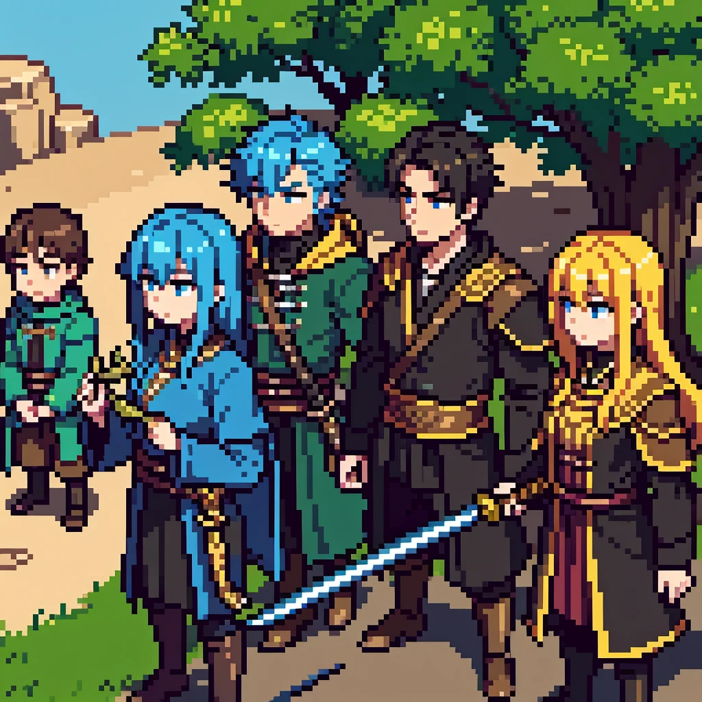 Swordsman(male)、Wizard(female)、hunter(male)、Bard(male)、Sword and Magic、RPG