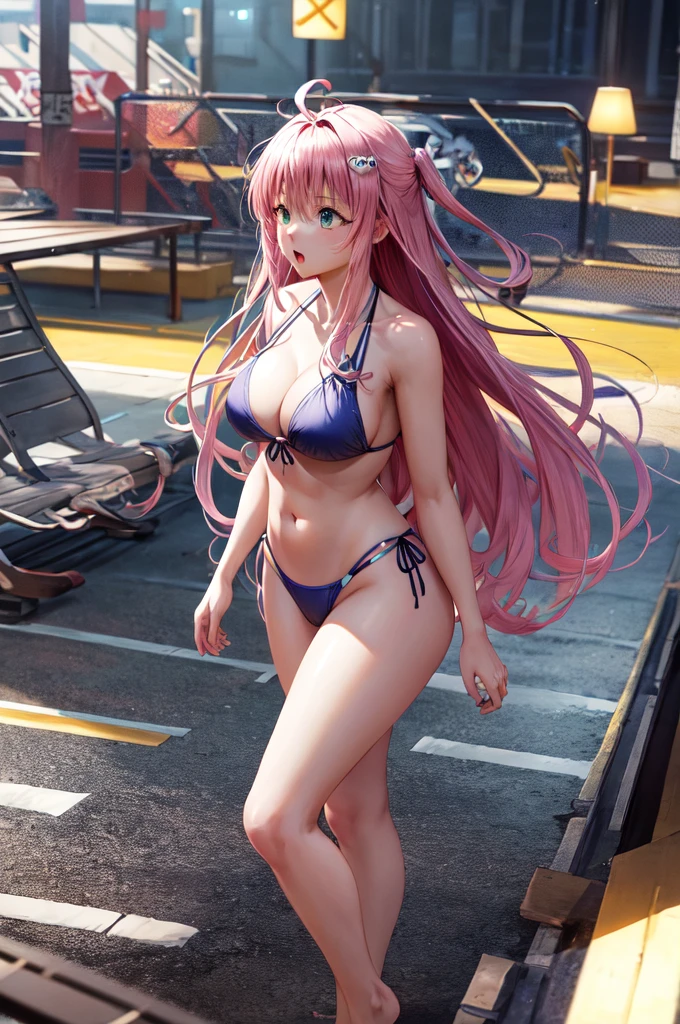 (masterpiece),(Highest quality)、(Very detailed)、(Very detailedなCG)、(Very delicate),(Perfect lighting),(8k)、(Dynamic Angle)、(Clear images)、Vibrant colors, woman、masterpiece、Highest quality、Written boundary depth、Cinema Lighting、masterpiece、Highest quality、Very detailed、colorful、Vibrant、Large Breasts、Thighature woman、alone、(masterpiece、Highest quality、High resolution、Anime Screen Capture、Anime Color)、(Perfect Anatomy、Beautiful attention to detail、Beautiful detail body、Beautiful breasts、Shiny)、Sexy mature anime woman standing outside in aswimsuit、((bikini))、performer、look up、Side bangs、Pink Hair、The eyes are round、Long Hair、Side bangs、Large Breasts、Large Breasts、Large Breasts、2girls