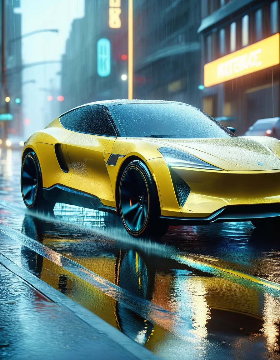 (Masterpiece, cinematic film still: 1.8). Close-up of car driving on wet street, Wojtek FUS, HypeRealistic octane rendering, 8K High Detail Concept Art, 8K Octane 3D Rendering, octane cgsociety, Daniel Maidman Octane Render, Render 8K octane number renderings realistically, Cinematic 4K wallpapers, Cinematic 4K wallpapers, Photo realistic octane rendering, octane trending on cgsociety