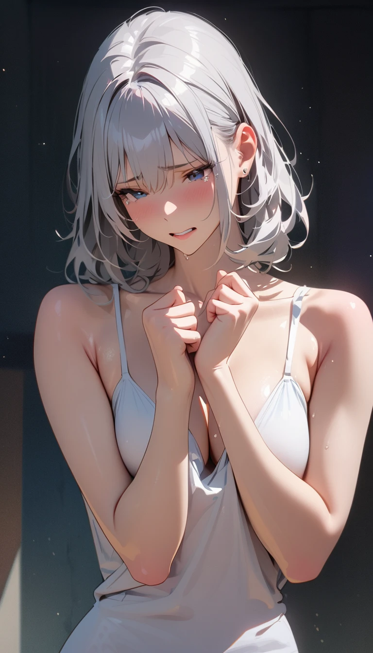 masterpiece, best quality,anime style, 1 girl,(((slender body))), (((small eyes,small breast))),(((gym uniform))),(((((3 monkey grabbing the girl))))),((((cum facial)))), (beautiful face), (((short hair))), (((straight hair))), ((((silver hair)))),detailed beautiful skin, (perfect hands, perfect anatomy)