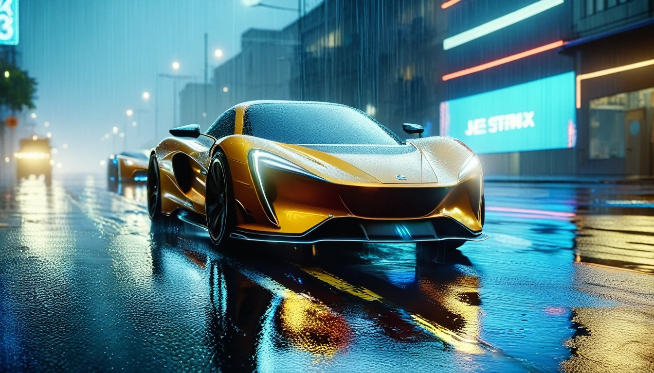 (Masterpiece, cinematic film still: 1.8). Close-up of car driving on wet street, Wojtek FUS, HypeRealistic octane rendering, 8K High Detail Concept Art, 8K Octane 3D Rendering, octane cgsociety, Daniel Maidman Octane Render, Render 8K octane number renderings realistically, Cinematic 4K wallpapers, Cinematic 4K wallpapers, Photo realistic octane rendering, octane trending on cgsociety