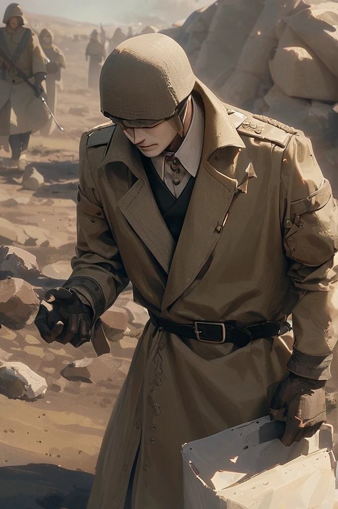 ((Лучшее качество)), ((шедевр)), (подробный), a soldier in a trench