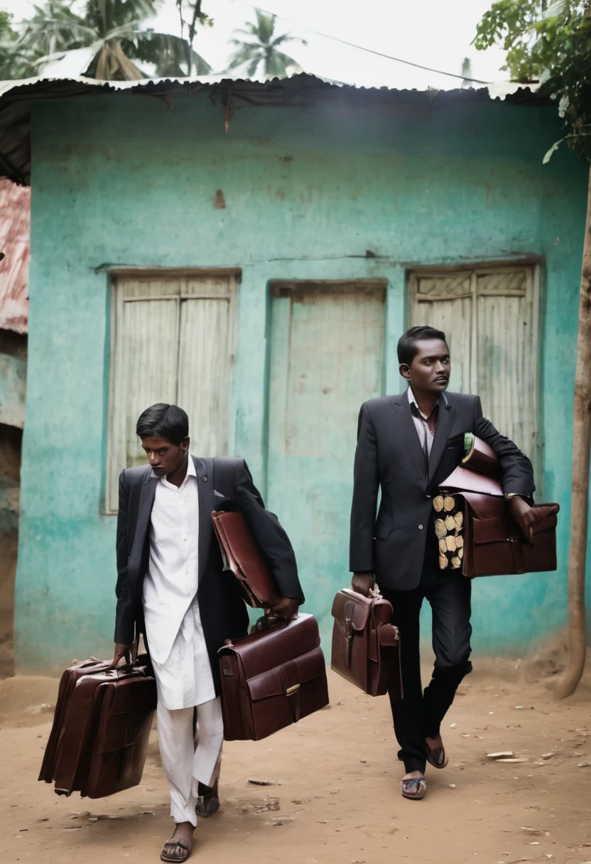 the brothers carry guns with briefcases of money to buy houses