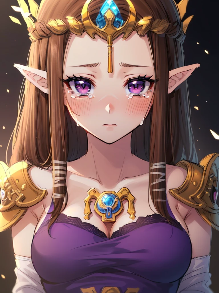 ((endure severe pain)),((Very detailed and beautiful face)),((Please show me both sides)),((((Face close-up)))),((((Exposed breasts)))),((()),((((Exposed shoulders)))),((((Upper Body)))),((Are crying)),,((Arms behind head))Anime art style,masterpiece,(Highest quality), (Very detailedな),(Very delicate and beautiful),(alone),(Detailed face ),(((Nearby ~ eye))),(((((Mature Woman,Queen))))),((Very beautiful portrait)),(()),,((Straight Long Hair),(eyeを閉じる)),(()),((Obscene)),(((Purple Blouse))),((Embarrassed expression)),((Dark brown hair)),blush,Princess Zelda, ((Highest quality)), (Very detailed), ,(((constrained))),beauty,beautiful,Princess Zelda, Ticker,)), ((vapor)),Nintendo, The Legend of Zelda,さらにblush